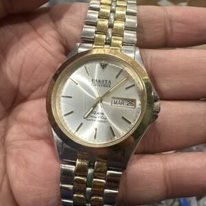 Dakota Copper Back Two Tone Mens Watch 36mm Quartz  Rare For Repair Fit 7.5in